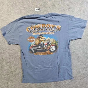 Harley Davidson Motorcycles Blueish Shirt San Antonio Texas Cowboys Alamo Large - Bild 1 von 5