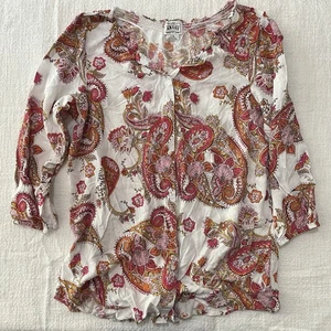 ARIAT Western Wear Large Finley Tunika Paisley Print Viskose Knopfleiste Top - Bild 1 von 5