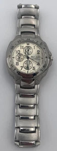 Vintage Paul Jardin Chrono wristwatch silver New Battery works Water Resistant - Picture 1 of 3