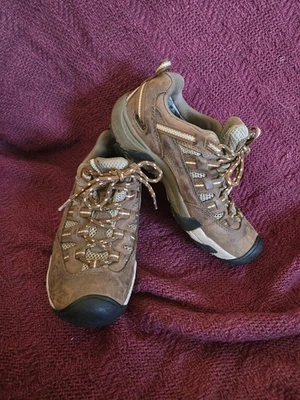 KEEN Alamosa Womens 6.5 Shoes Low Hiking Trail Lace Up Brown Blue Boot EUC - Image 1 of 4