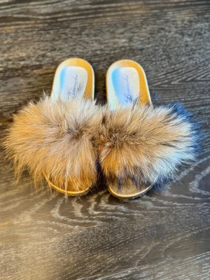 Branché Women’s Fur Slides Size 9 Brown Fluffy Slip On Sandals EU 40 - Image 1 of 4