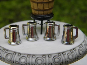 Miniature Dollhouse FAIRY GARDEN Set/4 Metal Beer Wine Mugs ~ Buy 3 Save $6 - Picture 1 of 1