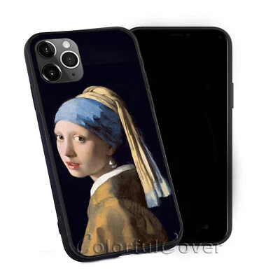 Funda protectora Art Girl con pendientes de perlas para iPhone Samsung 14/15 S23 Foto 1 de 3