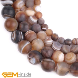 Natural Brown Banded Agate Stone Matt Frosted Loose Beads Jewelry Making 15" AU - Picture 1 of 32