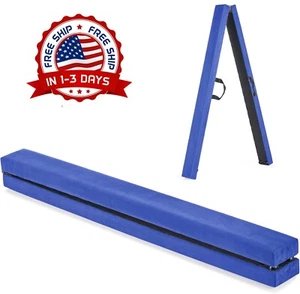 Viga de equilibrio de gimnasia plegable de 8', viga de equilibrio de suelo, Azul - Picture 1 of 8