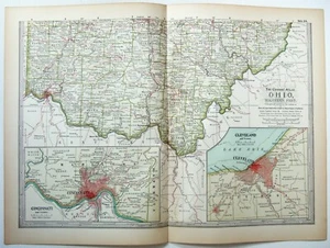 Southern Ohio - Original 1902 Map by The Century Company. Antique - Picture 1 of 2