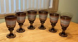 6er Set Libbey Sango Nova braune Kelche Wein Wasser 7" Gläser Vintage nicht mehr produziert - Bild 1 von 3