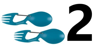 2 Kershaw Ration Multi Tool Spork Spoon Fork Carabiner & Bottle Open 1140 | Teal - Image 1 of 4