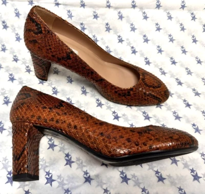 NEW! LK Bennett UK4 brown-mix natural snake print leather Winola court shoes - Image 1 of 4