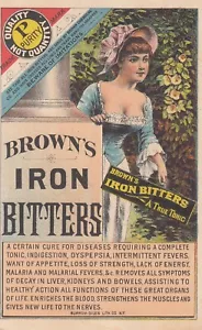 Tarjeta de intercambio Brown's Iron Bitters A True Tonic/mujer bonita/medicina charlatana c1890 - Imagen 1 de 2