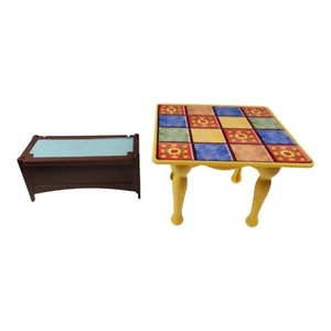 Fisher Price Loving Family Dollhouse Mosaic Designed Table & Small Storage Chest - Picture 1 of 6