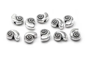 Vintageparts DIY Zwischenperle als Meeresmuschel 10mm in antik silberfarben 10er - Bild 1 von 3