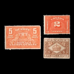 CANADA Mint MH Fiscal Duty Revenue Stamps Customs, Unemployment - Picture 1 of 2