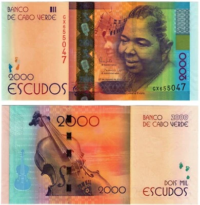 2025 Cape Verde 2000 Escudos Banknote P74 b UNC New Security - Cesaria Évora - Image 1 of 2
