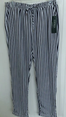 Calça Ralph Lauren azul marinho listrada branca tamanho 2 a 14 calças caimento solto - Imagem 1 de 4