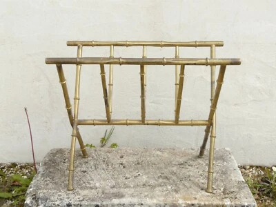 -ANCIEN PORTE REVUES EN LAITON IMITATION BAMBOU VINTAGE MODERNISTE DLG ADNET - Photo 1/4