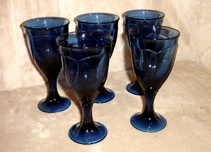 Set of (5) Vintage Noritake Sweet Swirl Midnight Blue Ice Tea Goblets 8 Oz - Picture 1 of 14