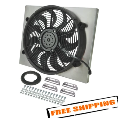 Derale 16823 High Output Single 17'' Electric RAD Fan/Aluminum Shroud Kit - Image 1 of 4