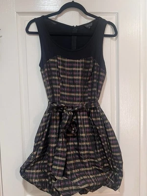 Платье фигуристки женское для девочек Topshop вечернее без рукавов с пузырчатым подолом клетчатое размер США 6 - Изображение 1 из 4