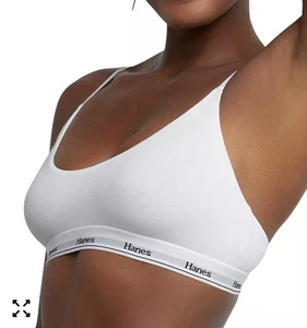 NEU Hanes Damen-Bralette weiß kabellos groß kurz geschnitten - Bild 1 von 6