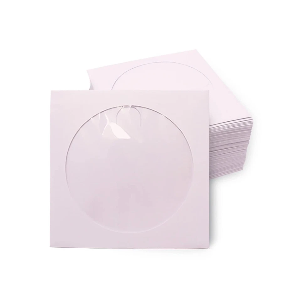 Fundas para CD DVD 100 un. Fundas para CD DVD de papel blanco Soporte para sobres con transparente... Foto 1 de 4