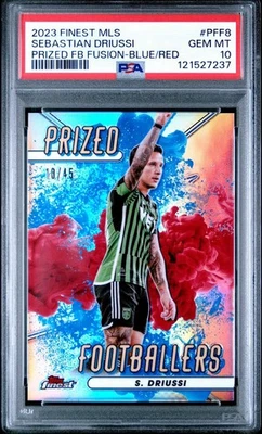 2023 Topps Finest MLS Sebastian Driussi Prized Footballers Blue/Red Fusion PSA10 - Image 1 of 4