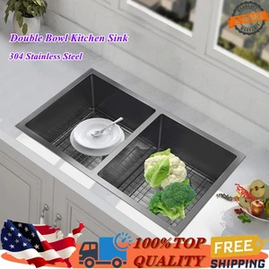 Double Bowl Kitchen Sink Modern Kitchen Sink 304 Stainless Steel 14 in* 16 in - Picture 1 of 14