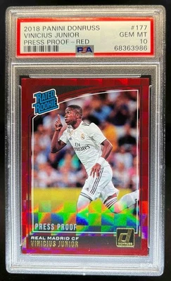 Donruss Vinicius Junior Press Proof 2018 clasificación roja novato #177 PSA 10 Foto 1 de 2