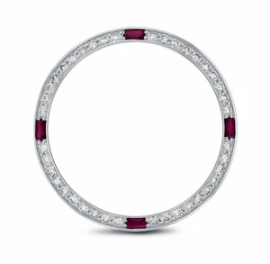 JUEGO DE CUENTAS BISEL DIAMANTE NATURAL 1CT PARA ROLEX 31MM CON 4 RUBÍES ESQUINEROS WG - Imagen 1 de 6