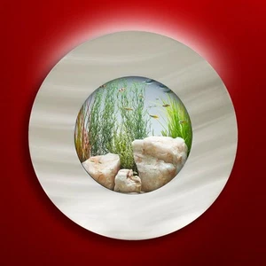 NEW! ORIGINAL AUSSIE AQUARIUM - PORTHOLE BRUSHED ALUMINUM WALL MOUNTED FISH TANK - Picture 1 of 3