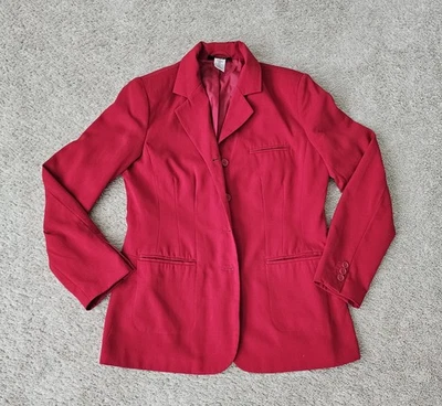 Metrostyle Silky Blazer With Pockets Red Womens Size 6 Style # 2-0536-9 Holiday - Image 1 of 4