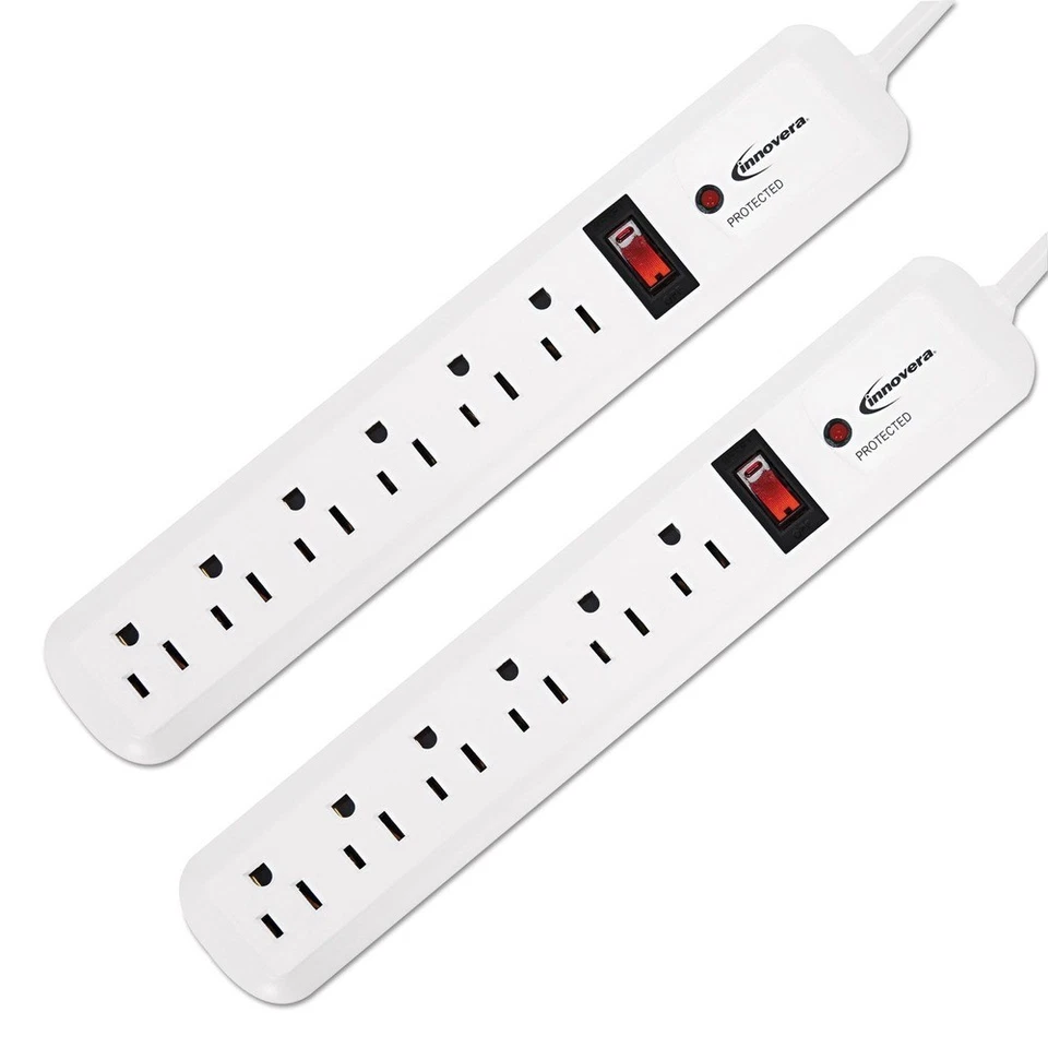 Innovera 71653 6 AC Outlets 4' Cord 540 J Surge Protector - White (2/Pack) New - Image 1 of 3
