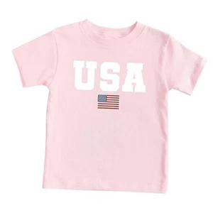 4th of July Shirts Toddler Boys Girls American Flag USA T-Shirt Kids 5T Pink - Picture 1 of 7