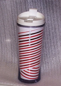 Starbucks 2013 Red Candy Cane Striped 12 oz Plastic Travel Mug Cup - Picture 1 of 5