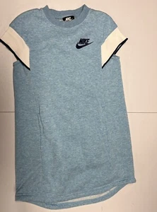 Nike Girls Youth Pockets Soft Fleece Blue Heather T-Shirt Dress, Tennis Medium - Picture 1 of 3