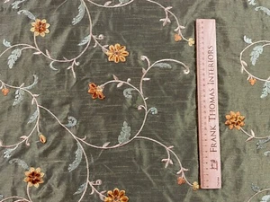 Cortina de tela bordada floral oliva de 8 metros persiana romana artesanal - Imagen 1 de 6