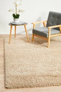 SHAGGY FLOOR RUG LINEN Colours Soft Non Shed Shag Large Mat *NEW* - Picture 1 of 9
