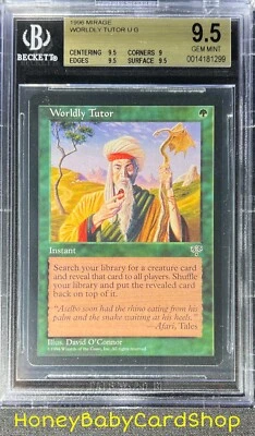 MTG Mirage 1996 Worldly Tutor BGS 9.5 GEM MINT Silver Age Iconic Staple - Image 1 of 4