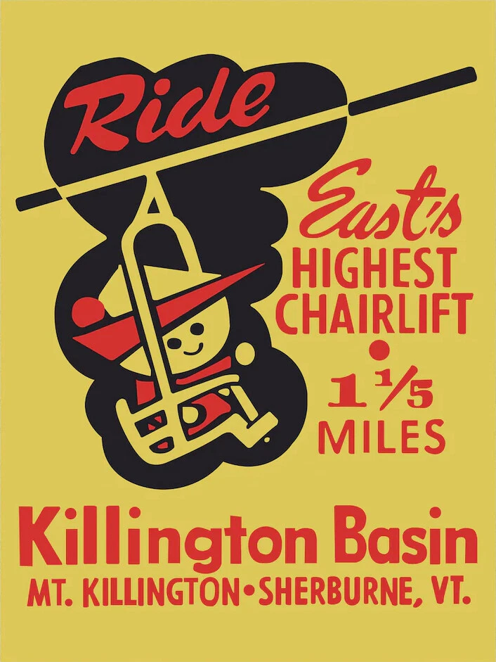 Vintage Killington Poster, Killington Ski Resort, Killington Mountain Retro Art - Image 1 of 1