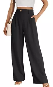 Wide Leg Dress Pants Women's High Waisted Dressy Trousers Casual Business NEW - Picture 1 of 4