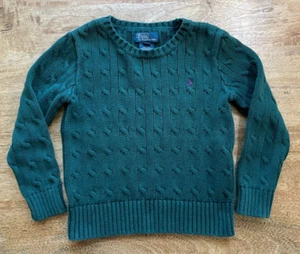 Ralph Lauren Polo Pullover Sweater Size 4 5 Hunter Green Cable Knit Classic! - Picture 1 of 3