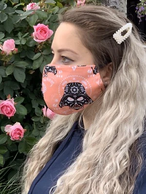 Pink Darth Vader  Handmade 100% Cotton Fabric Face Mask NURSE Star Wars Trilogy - Image 1 of 3