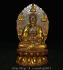 10.2" Marked Chinese Coloured Glaze Painting Shakyamuni Amitabha Buddha Statue