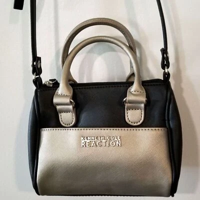 Bolso Bandolera Kenneth Cole REACTION Negro y Dorado Correa A Presión o Bolsa de Transporte Foto 1 de 4