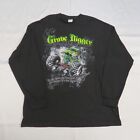 Grave Digger Black Longsleeve Shirt Men XL Monster Truck Racing Autographed Chad