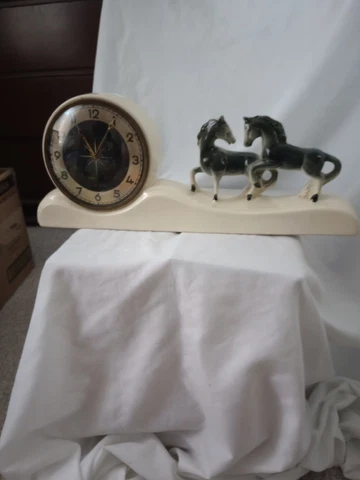 Art Deco Ceramic Horse Clock Cover