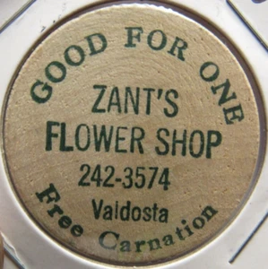 Vintage Zant's Flower Shop Valdosta, GA Madera Níquel - Ficha Georgia - Imagen 1 de 2