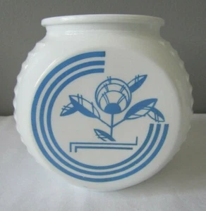 Vintage Anchor Hocking Fire King Vitrock Blue Circle Art Deco Grease Jar - Picture 1 of 6