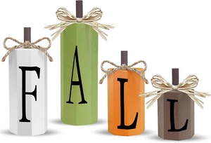 Fall Decorations for Home, 4 Pack Fall Wood Table Signs, Fall Decor Autumn Ha... - Picture 1 of 1