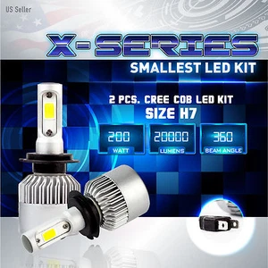 200W 20000LM CREE COB LED Motorcycle Headlight Kit 6000K White Bulbs - H7 PAIR - Picture 1 of 7